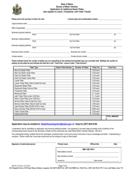 Document preview: Form MVD-355 Application for Additional Dealer Plates (Also Applies to Loaner, Transporter, and Trailer Transit) - Maine