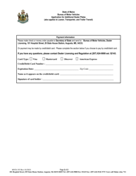 Form MVD-355 Application for Additional Dealer Plates (Also Applies to Loaner, Transporter, and Trailer Transit) - Maine, Page 2