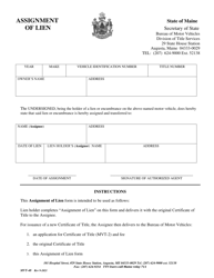 Document preview: Form MVT-48 Assignment of Lien - Maine