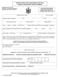 Form MVT-6 &quot;Application and Assignment of New Vehicle Identification Number&quot; - Maine