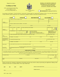 Form MVT-8 &quot;Request to Re-issue a Certificate of Title&quot; - Maine