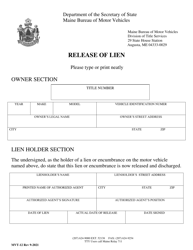 Document preview: Form MVT-12 Release of Lien - Maine