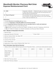 Form BCRF-1 &quot;Masshealth Member Pharmacy Mail Order Expense Reimbursement Form&quot; - Massachusetts, Page 2