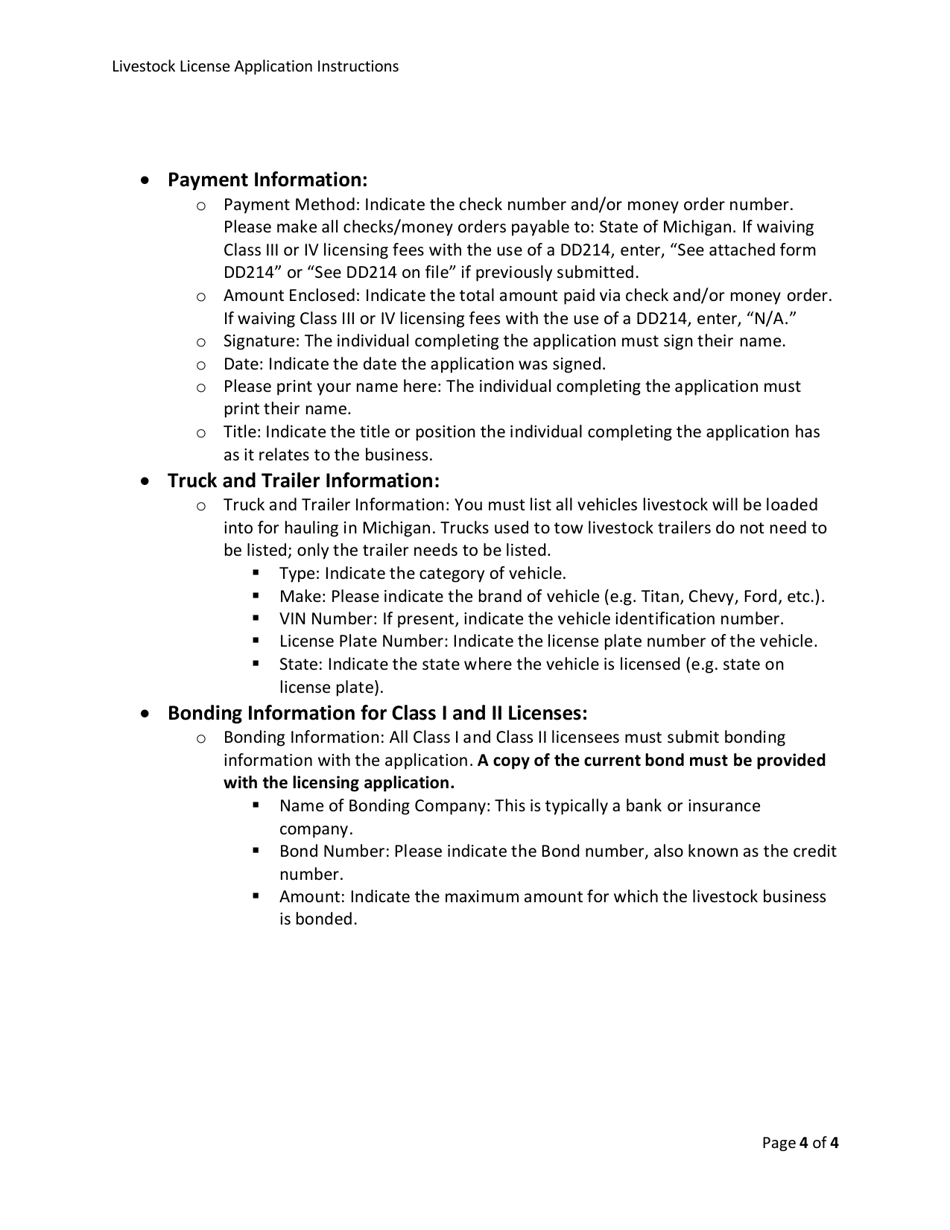 Form AH-047 Livestock Dealer License Application - Michigan, Page 6