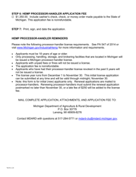 Hemp Processor-Handler License Application - Michigan, Page 2