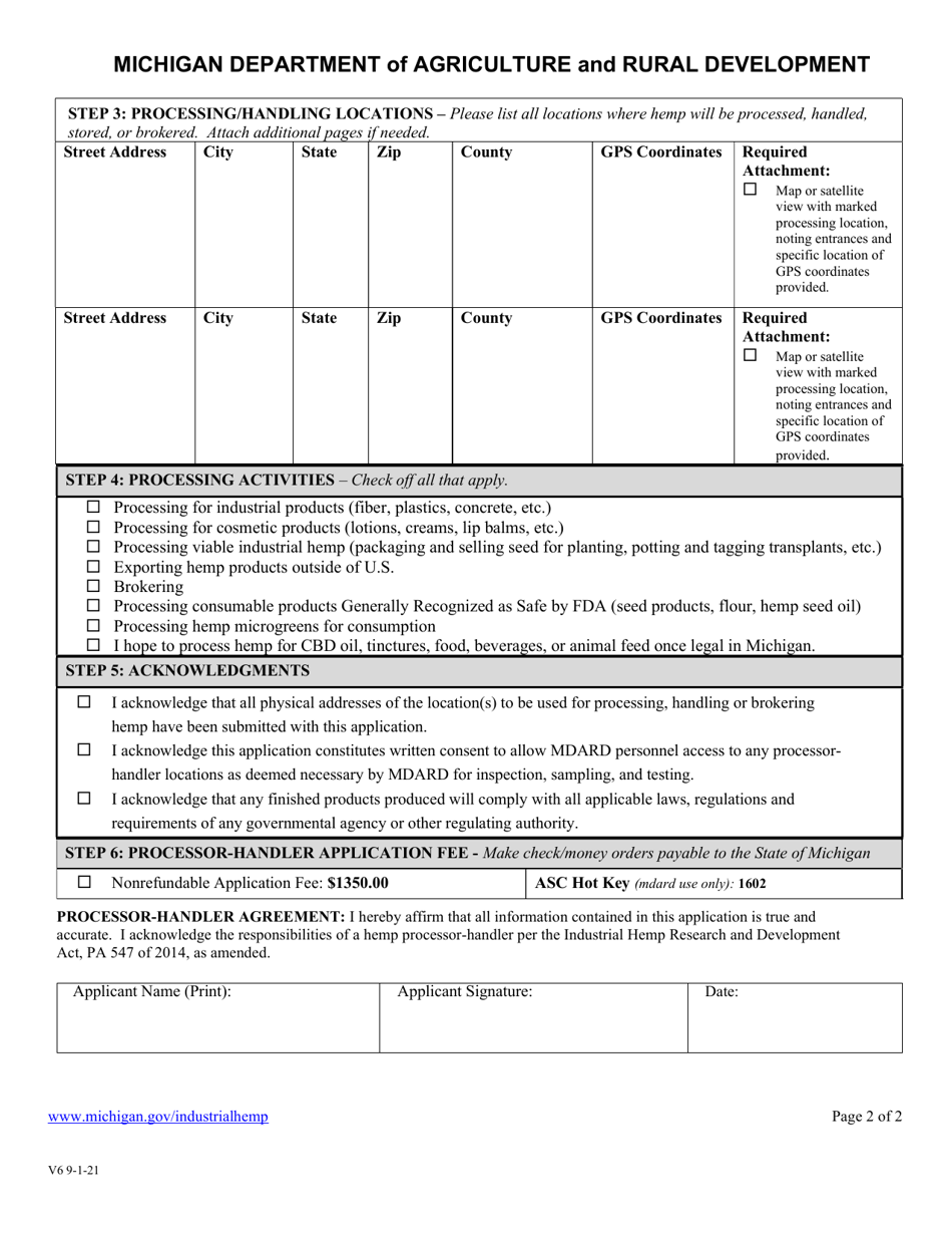 Hemp Processor-Handler License Application - Michigan, Page 4