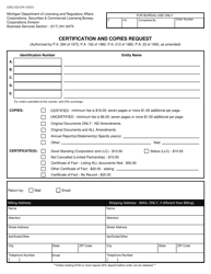 Document preview: Form CSCL/CD-274 Certification and Copies Request - Michigan