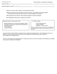 Form CSCL/CD-800 Application to Register a Limited Liability Partnership - Michigan, Page 2