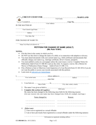Document preview: Form CC-DR-060 Petition for Change of Name (Adult) - Maryland