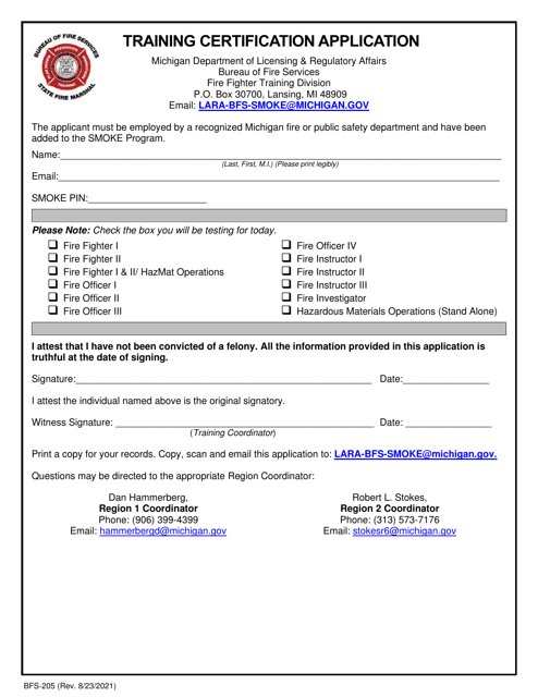 Form BFS-205  Printable Pdf