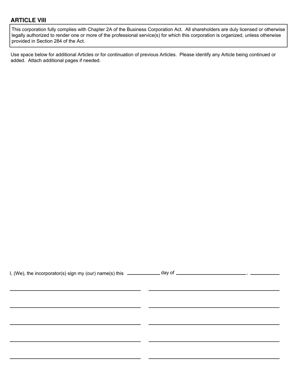 Form CSCL / CD-501 Articles of Incorporation for Use by Domestic Profit Professional Service Corporations - Michigan, Page 3