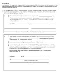 Form CSCL/CD-510D Restated Articles of Incorporation for Use by Domestic Profit Corporations - Michigan, Page 3