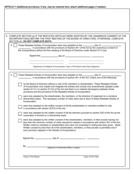 Form CSCL/CD-511 Restated Articles of Incorporation for Use by Domestic Nonprofit Corporations - Michigan, Page 3