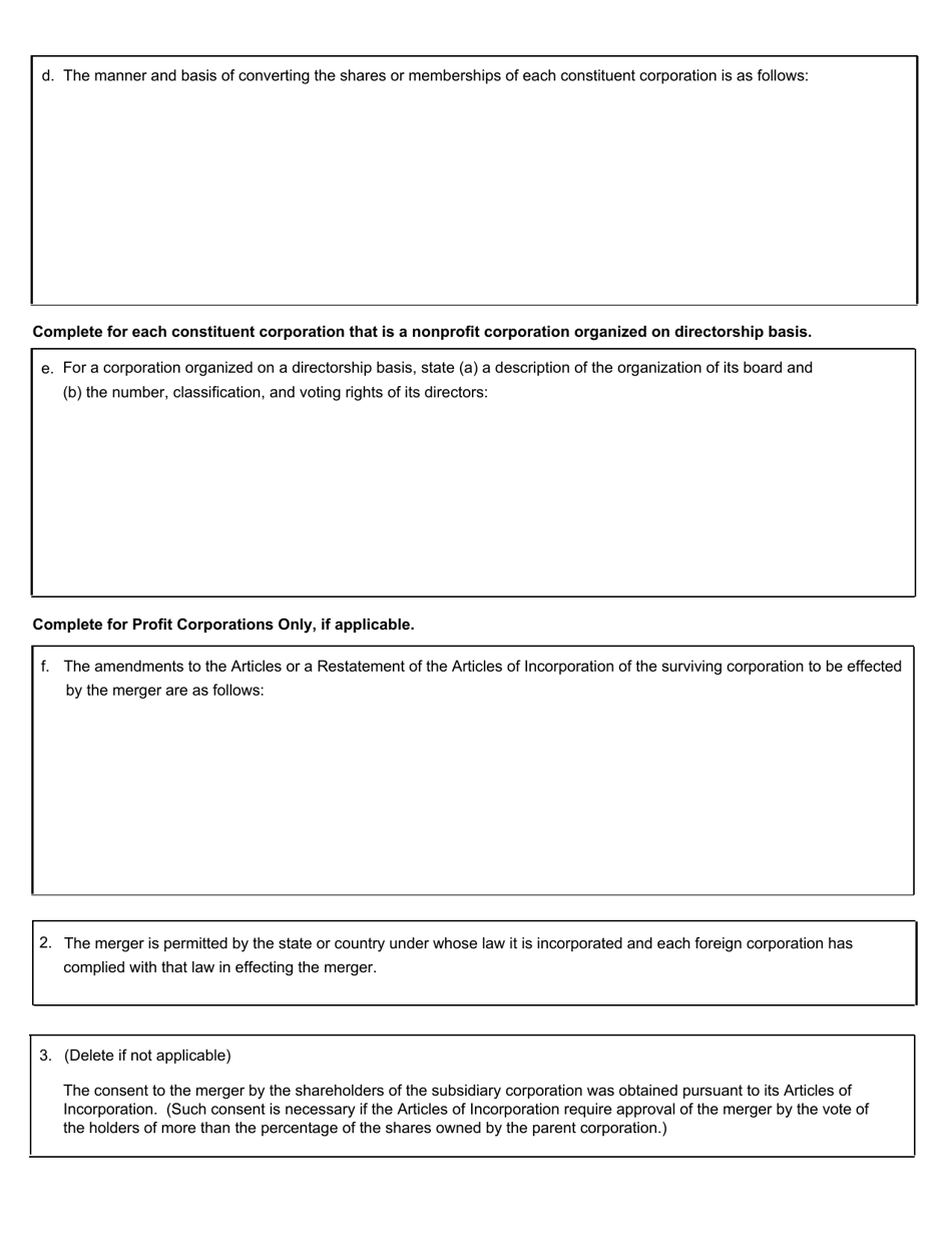 Form CSCL / CD-551 Certificate of Merger for Use by Parent and Subsidiary Corporations - Michigan, Page 2