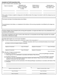 Form CSCL/CD-550M Certificate of Merger Cross Entity Merger for Use by Corporations, Limited Liability Companies, and Limited Partnerships - Michigan, Page 3