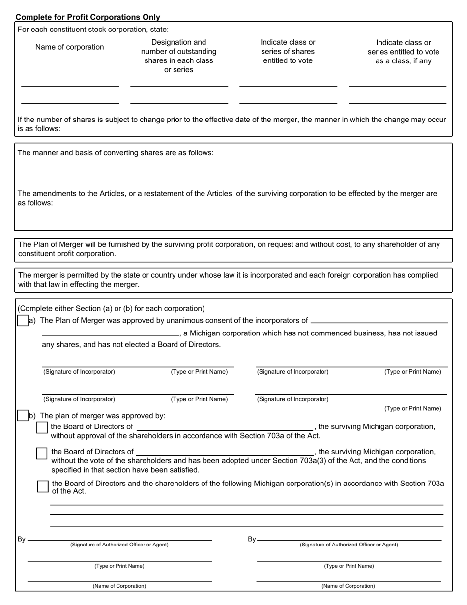 Form CSCL / CD-550M Certificate of Merger Cross Entity Merger for Use by Corporations, Limited Liability Companies, and Limited Partnerships - Michigan, Page 3