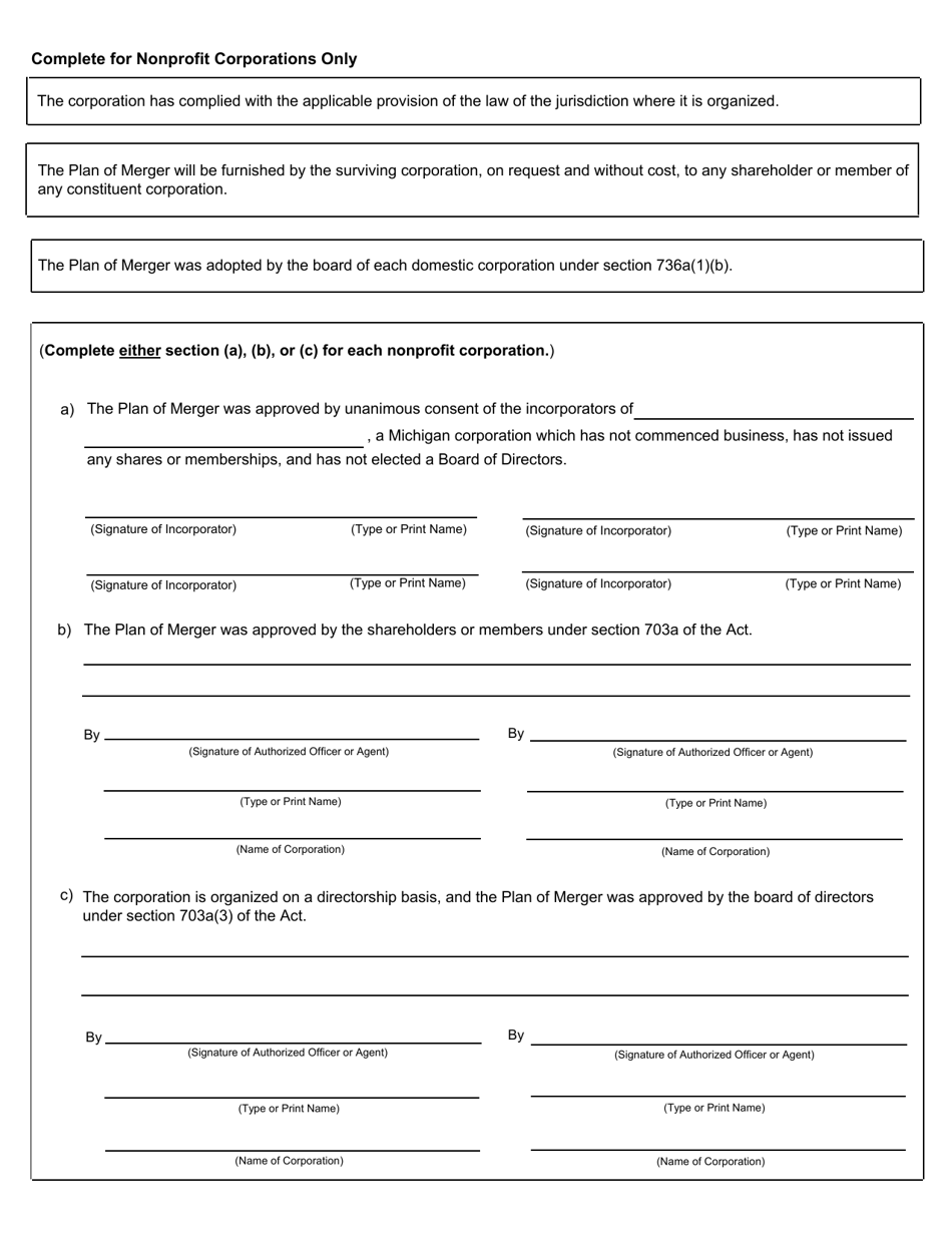 Form CSCL / CD-550M Certificate of Merger Cross Entity Merger for Use by Corporations, Limited Liability Companies, and Limited Partnerships - Michigan, Page 5