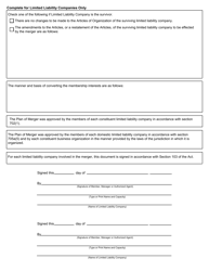 Form CSCL/CD-550M Certificate of Merger Cross Entity Merger for Use by Corporations, Limited Liability Companies, and Limited Partnerships - Michigan, Page 6