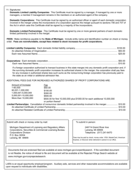 Form CSCL/CD-550M Certificate of Merger Cross Entity Merger for Use by Corporations, Limited Liability Companies, and Limited Partnerships - Michigan, Page 9