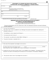 Form CSCL/CD-565 &quot;Amended Application for Certificate of Authority to Conduct Affairs in Michigan for Use by Foreign Nonprofit Corporations&quot; - Michigan