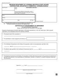 Document preview: Form CSCL/CD-517 Certificate of Abandonment of Amendment for Use by Domestic Corporations - Michigan