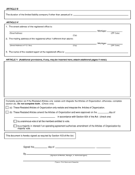 Form CSCL/CD-710 Restated Articles of Organization for Use by Domestic Limited Liability Companies - Michigan, Page 2