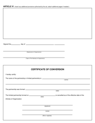 Form CSCL/CD-753P Articles of Organization and Certificate of Conversion for Use by Domestic Partnerships or Domestic Limited Partnerships to Convert to a Domestic Limited Liability Company - Michigan, Page 2