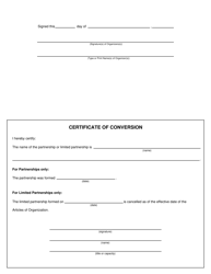 Form CSCL/CD-753 Articles of Organization and Certificate of Conversion for Use by Domestic Partnerships or Domestic Limited Partnerships to Convert to a Domestic Limited Liability Company - Michigan, Page 2