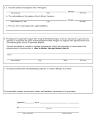 Form CSCL/CD-760 Application for Certificate of Authority to Transact Business in Michigan for Use by Foreign Limited Liability Companies - Michigan, Page 2