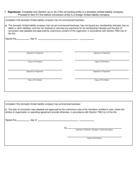Form CSCL/CD-754 Certificate of Conversion for Use by a Limited Liability Company Converting Into a Business Organization - Michigan, Page 3