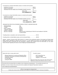 Form CSCL/CD-754 Certificate of Conversion for Use by a Limited Liability Company Converting Into a Business Organization - Michigan, Page 6