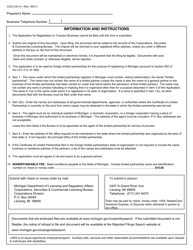 Form CSCL/CD-411 Application for Registration to Transact Business in Michigan for Use by Foreign Limited Partnerships - Michigan, Page 3