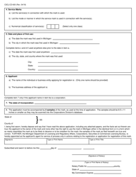 Form CSCL/CD-600 Application for Registration of Trademark/Service Mark - Michigan, Page 2