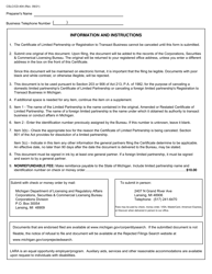 Form CSCL/CD-404 Certificate of Cancellation for Use by Domestic and Foreign Limited Partnerships - Michigan, Page 3