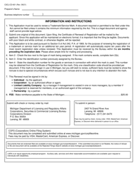 Form CSCL/CD-601 Renewal Application for Trademark/Service Mark - Michigan, Page 2