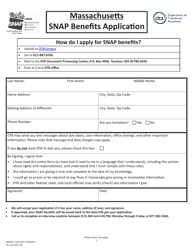 Form SNAPA-1 &quot;Snap Benefits Application&quot; - Massachusetts