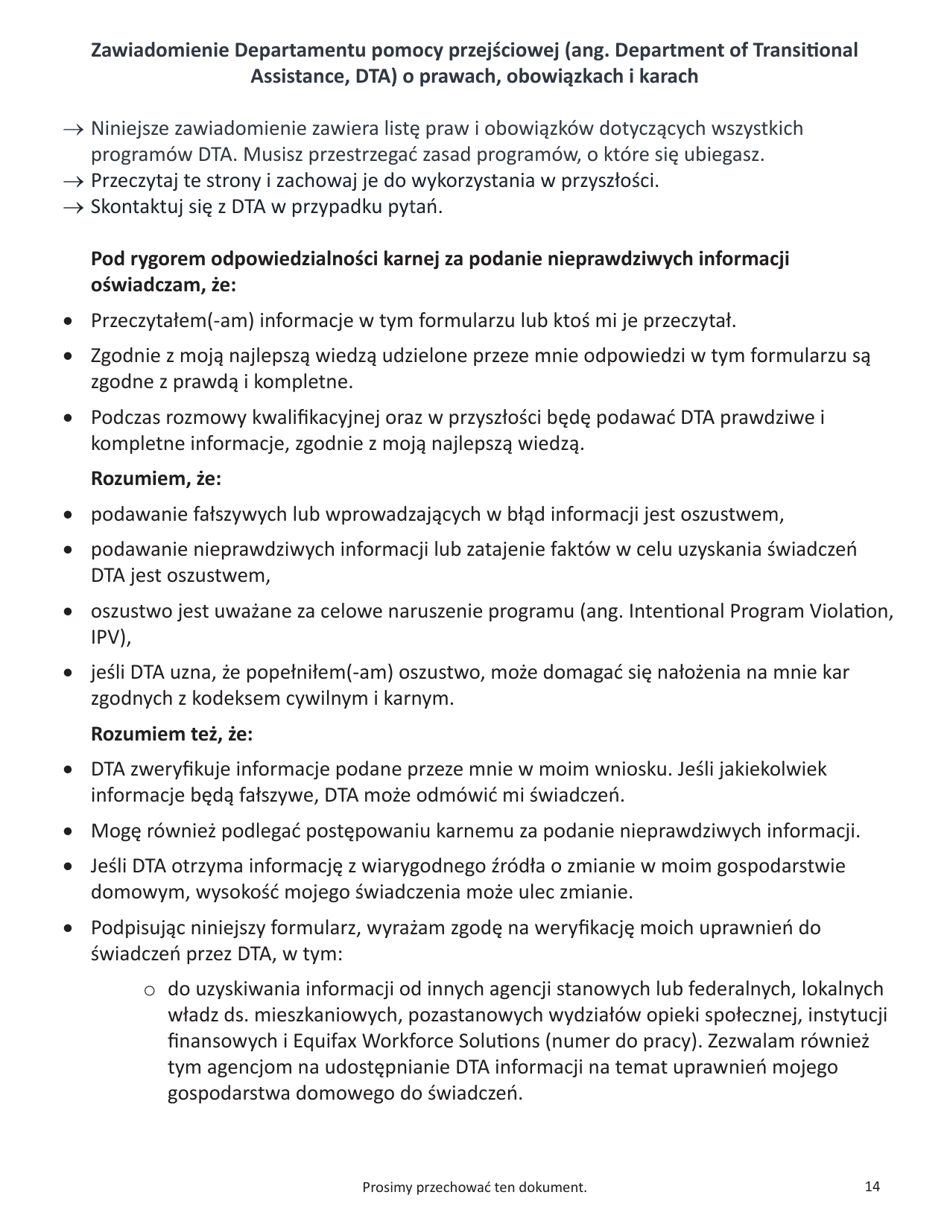 Form SNAP-APP-SENIORS Snap Benefits Application for Seniors - Massachusetts (Polish), Page 14