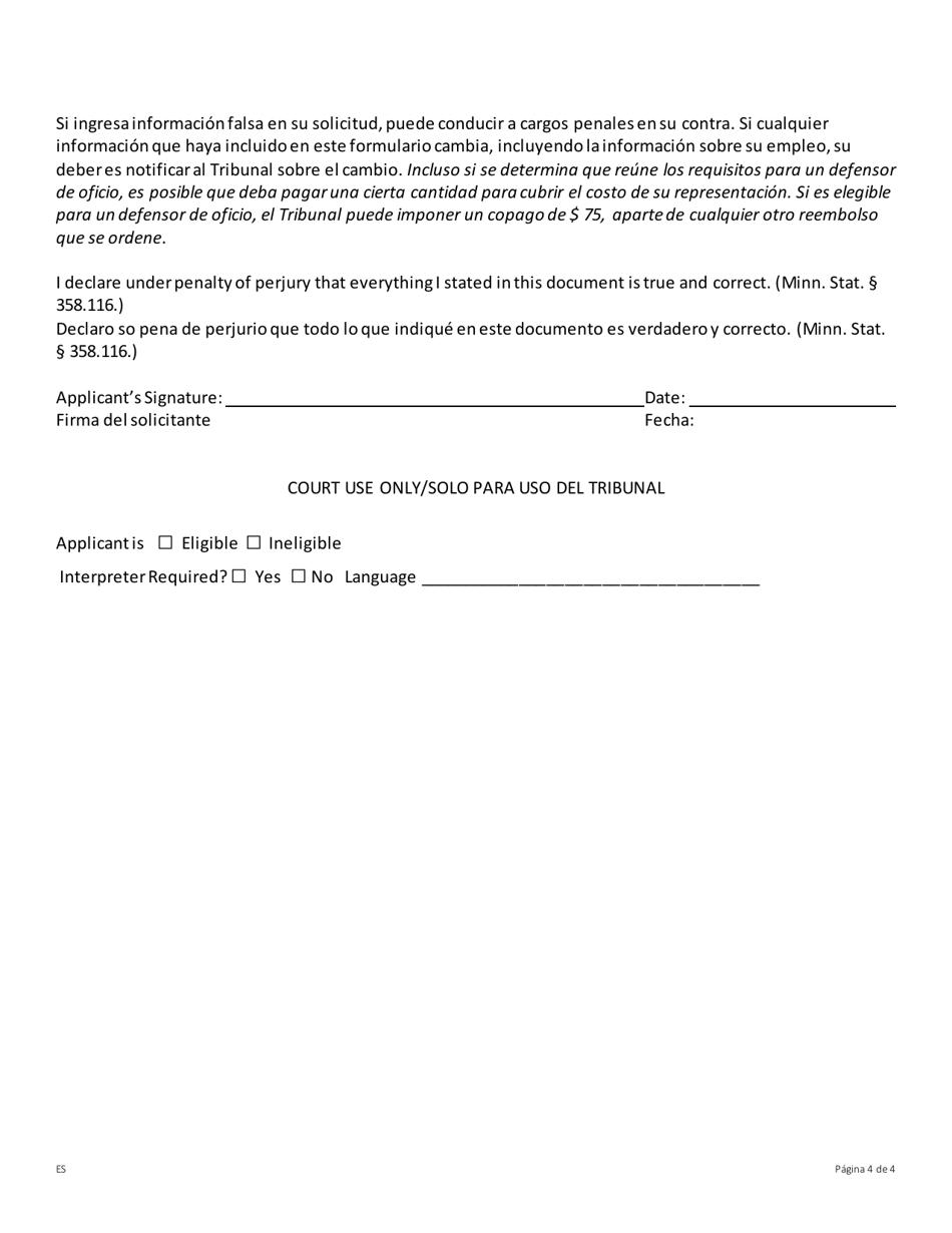 Minnesota Application for Public Defender Fill Out, Sign Online and