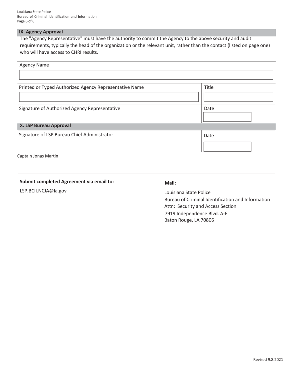 Louisiana Civil Agency User Agreement Between the Louisiana State ...