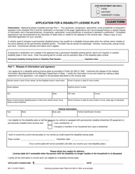 Form MV-110 &quot;Application for a Disability License Plate&quot; - Michigan