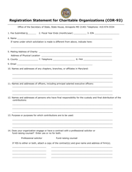 Form COR-92 Registration Statement for Charitable Organizations - Maryland, Page 5