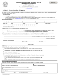 Form PS2026 &quot;Affidavit Regarding Due Diligence&quot; - Minnesota