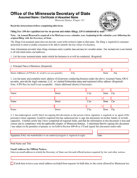 Certificate of Assumed Name Registration - Minnesota