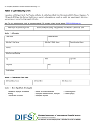 Form FIS2372 &quot;Notice of Cybersecurity Event&quot; - Michigan