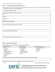 Form FIS2372 Notice of Cybersecurity Event - Michigan, Page 2