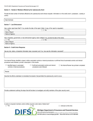 Form FIS2372 Notice of Cybersecurity Event - Michigan, Page 3