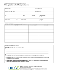 Form FIS0506 Initial Application for Debt Management License - Michigan, Page 2