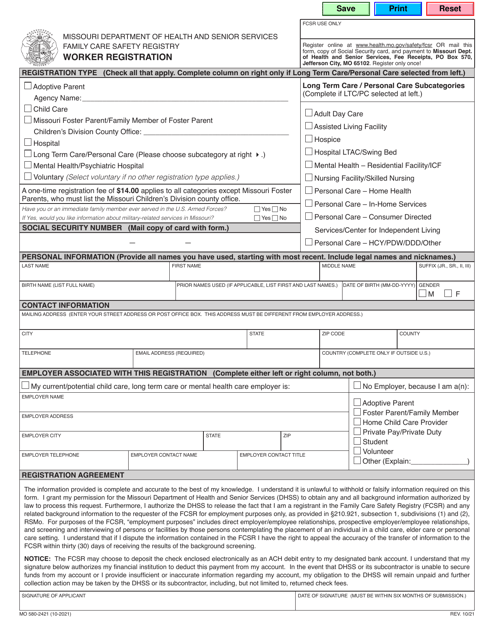Form MO580-2421  Printable Pdf