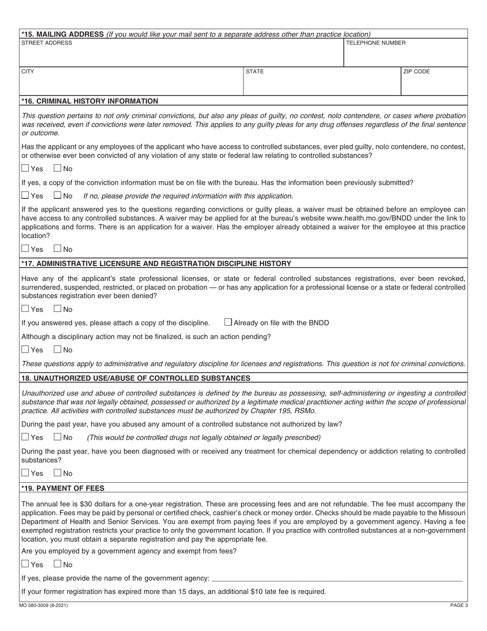 Form MO580-3009 Download Fillable PDF or Fill Online Dental Application ...