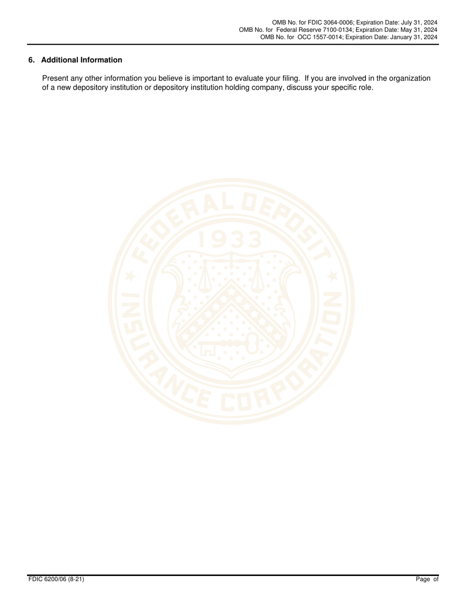 FDIC Form 6200 / 06 Interagency Biographical and Financial Report, Page 13